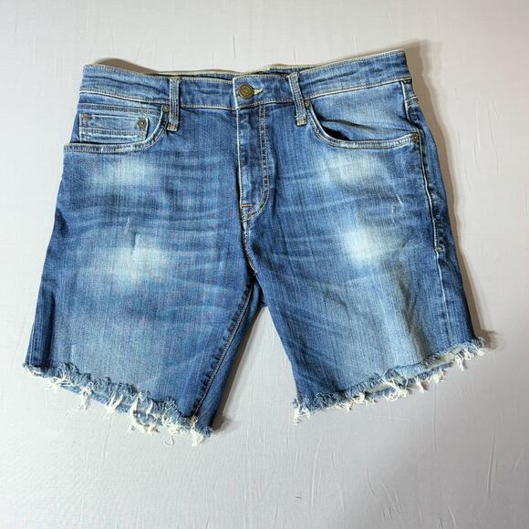 Mavi Other - Mavi Josh‎ Mens Denim Shorts Size 33 Raw Hem Distressed Medium Wash Cut Off